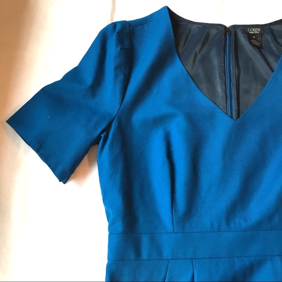 J. Crew 100% Wool Blue Dress with Sleeves - Picture 3 of 8